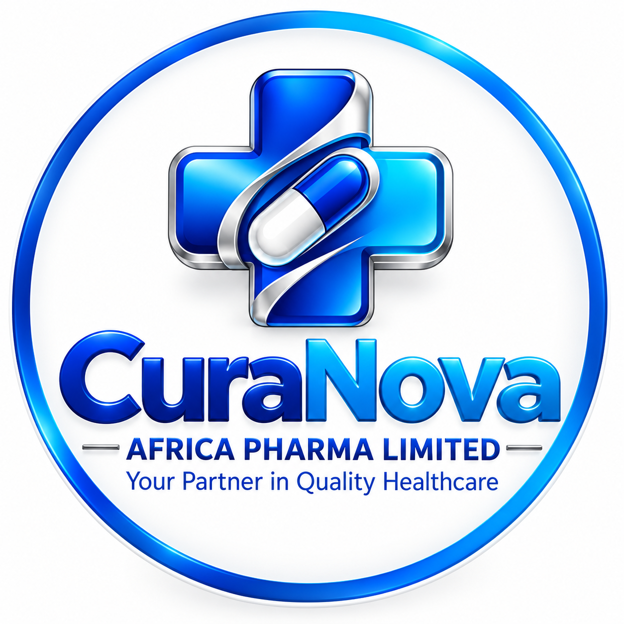 glossy 3d curanova pharma badge